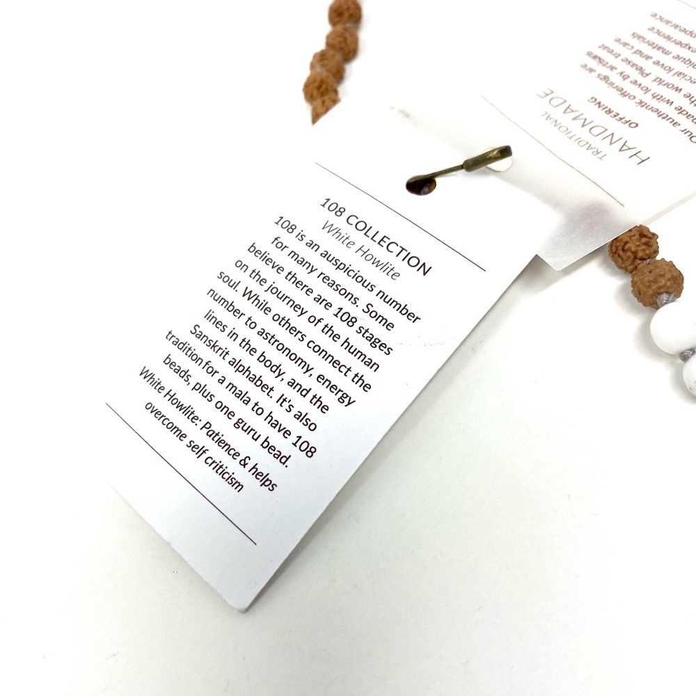 NWT Free People x Mala Collective Bead Tassel White Howlite Bali Necklace - Picture 5 of 8